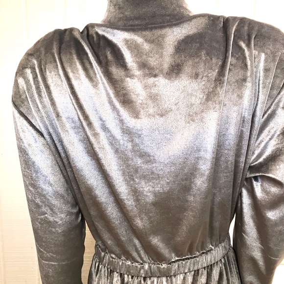Shiny Silver Velvet Jumpsuit Retro Vintage Mod Rare - Picture 8 of 9